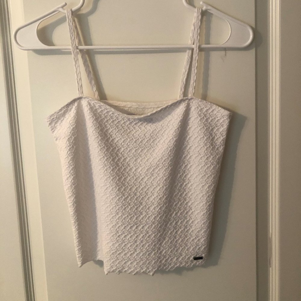 Hollister white textured copped tank top